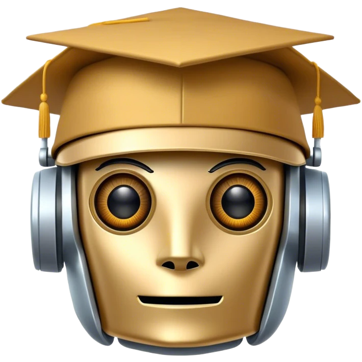 Robot head with university hat emoji
