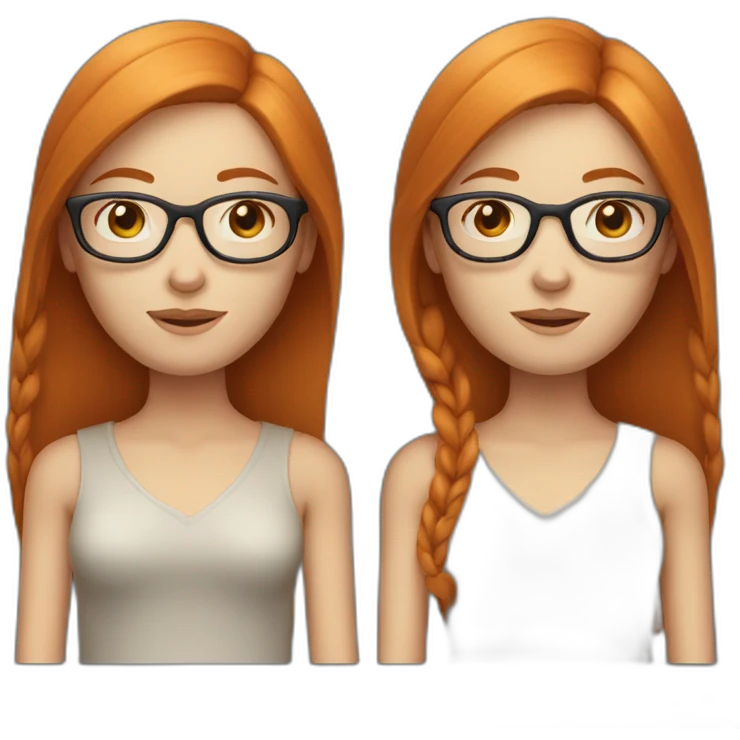 ginger woman with long straight hair with freckles and blue eyes and glasses emoji