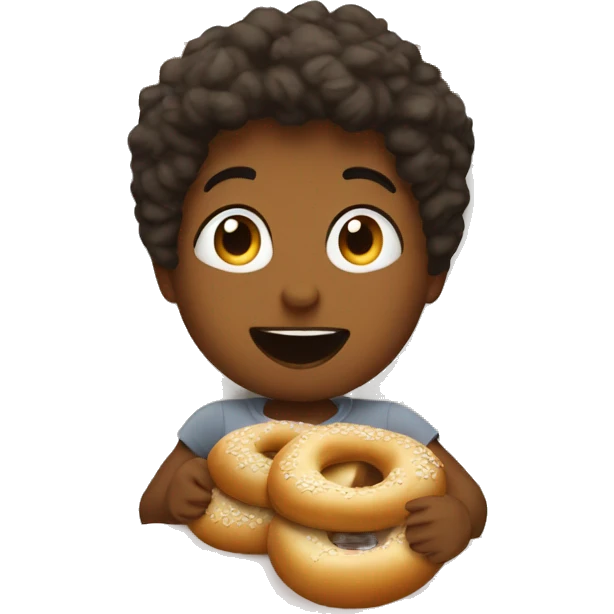 Kids eating bagels in bed emoji