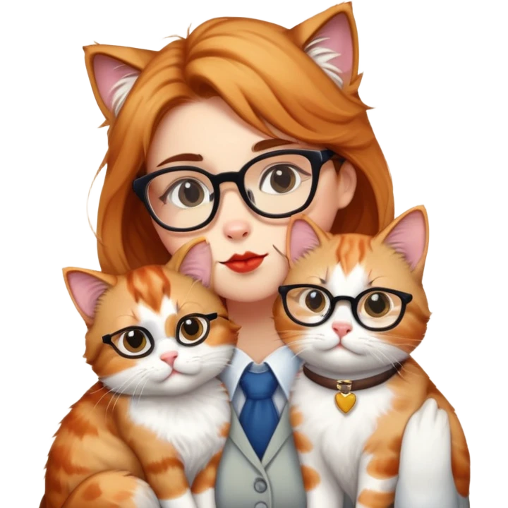 kissing cat + nerd emoji