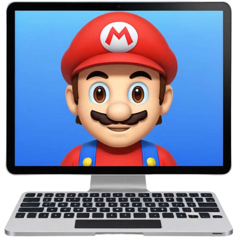 Mario on the computer screen emoji
