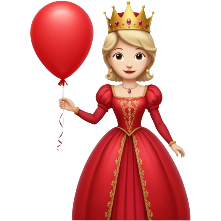 queen wearing dress, holding balloon emoji