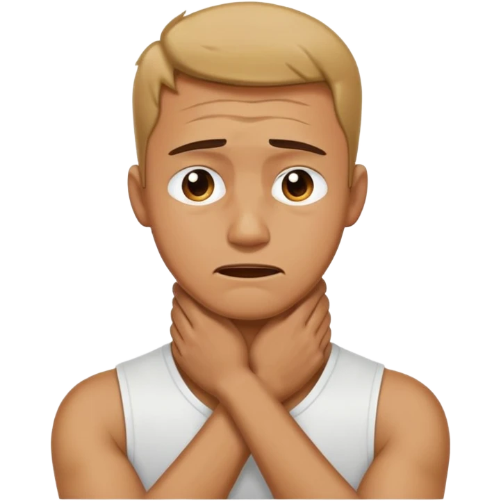 A guy arms crossed holding neck crying emoji