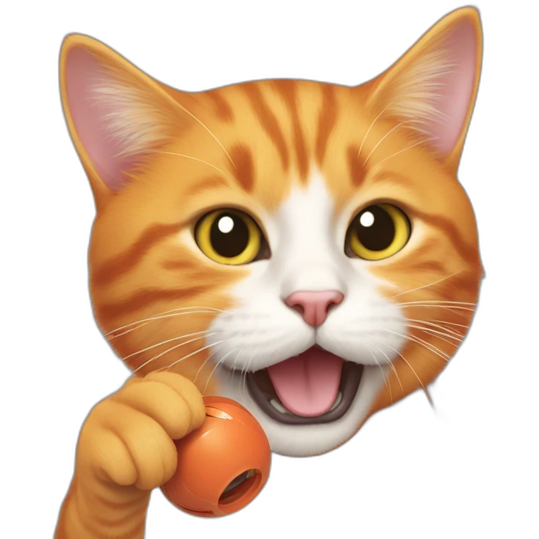 Orange cat playing with a YoYo  emoji
