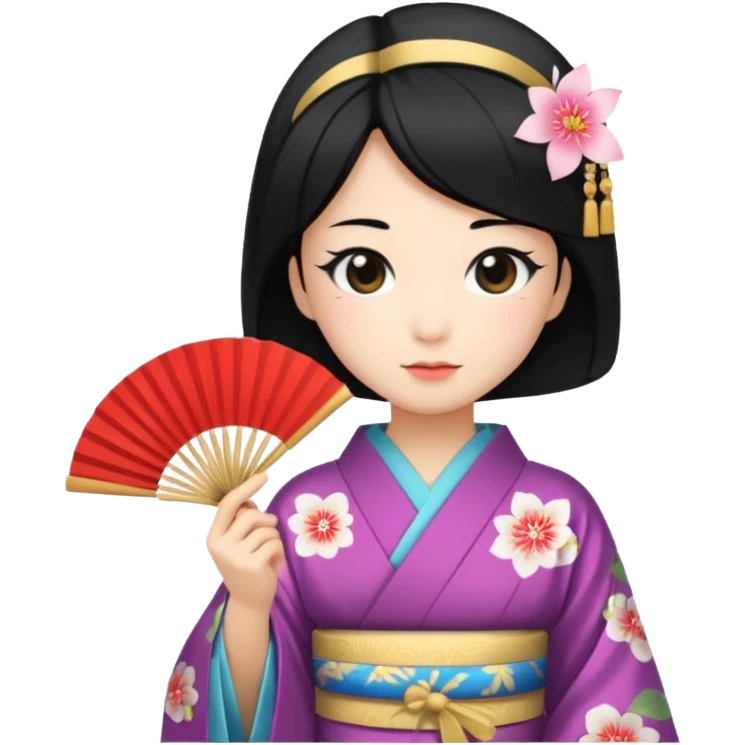 Japanese Kimono princess with fan emoji