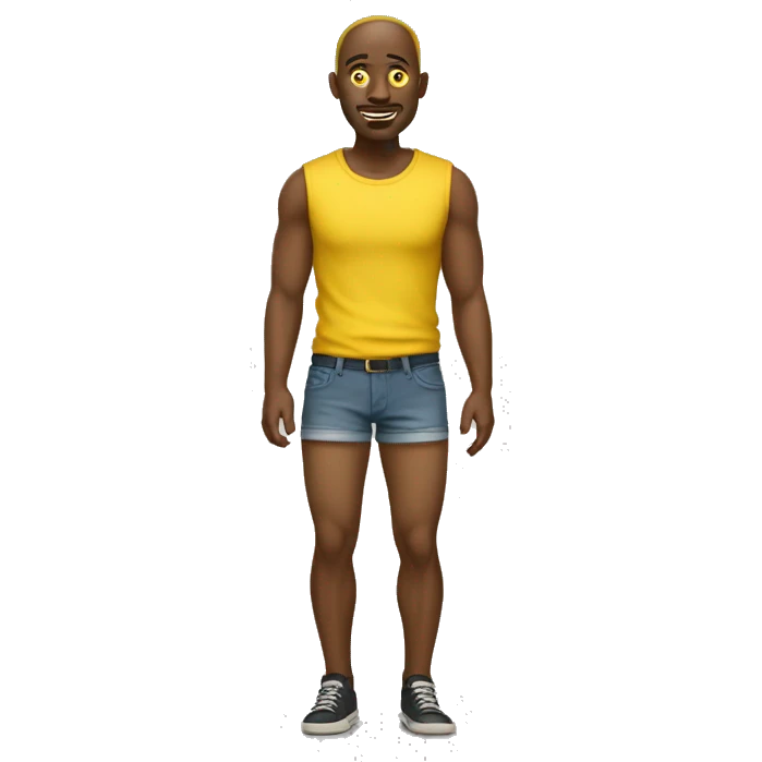 yellow skinned man, standing with short pants emoji