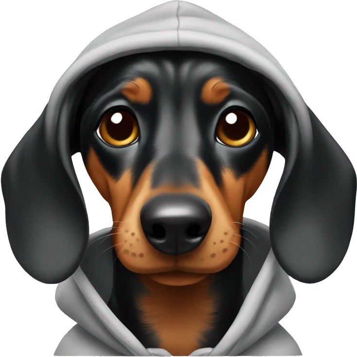 Daschund wearing a hoodie emoji