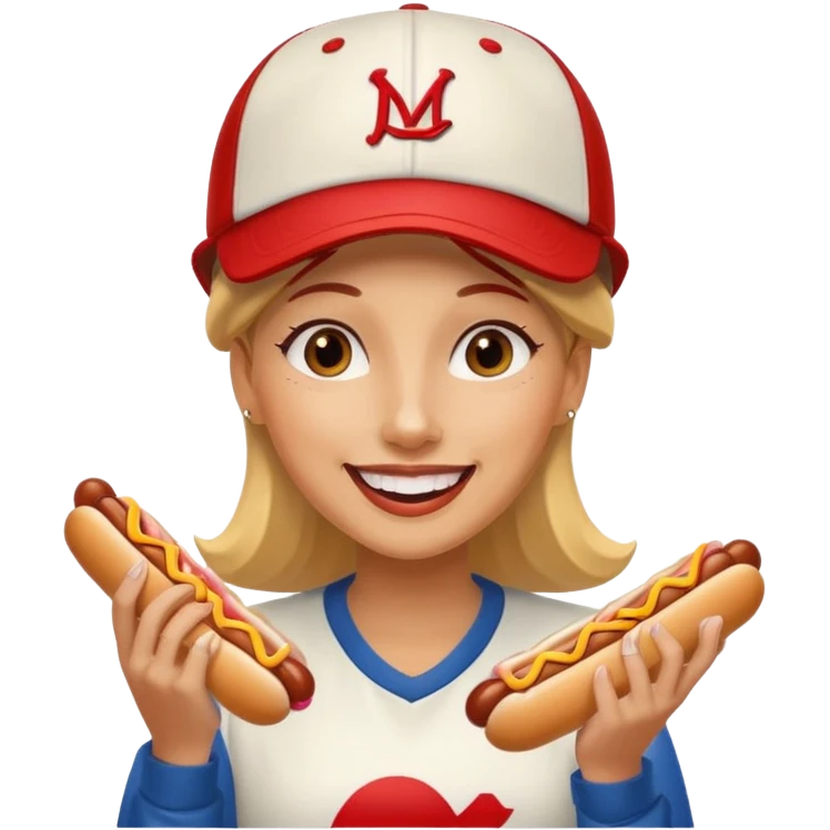 Female eating 3 hotdogs emoji