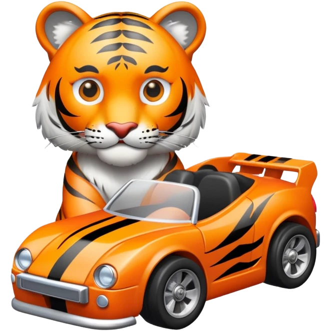 tiger holding hot wheel car emoji