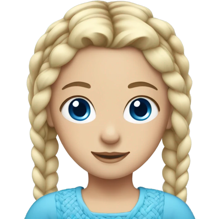 White blond girl with twin braids and blue eyes emoji