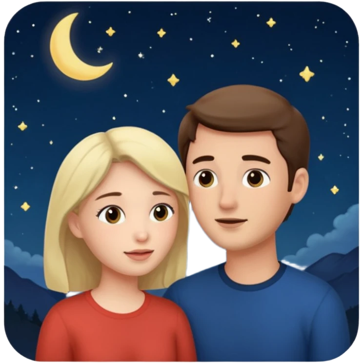 couple talking with night sky  emoji
