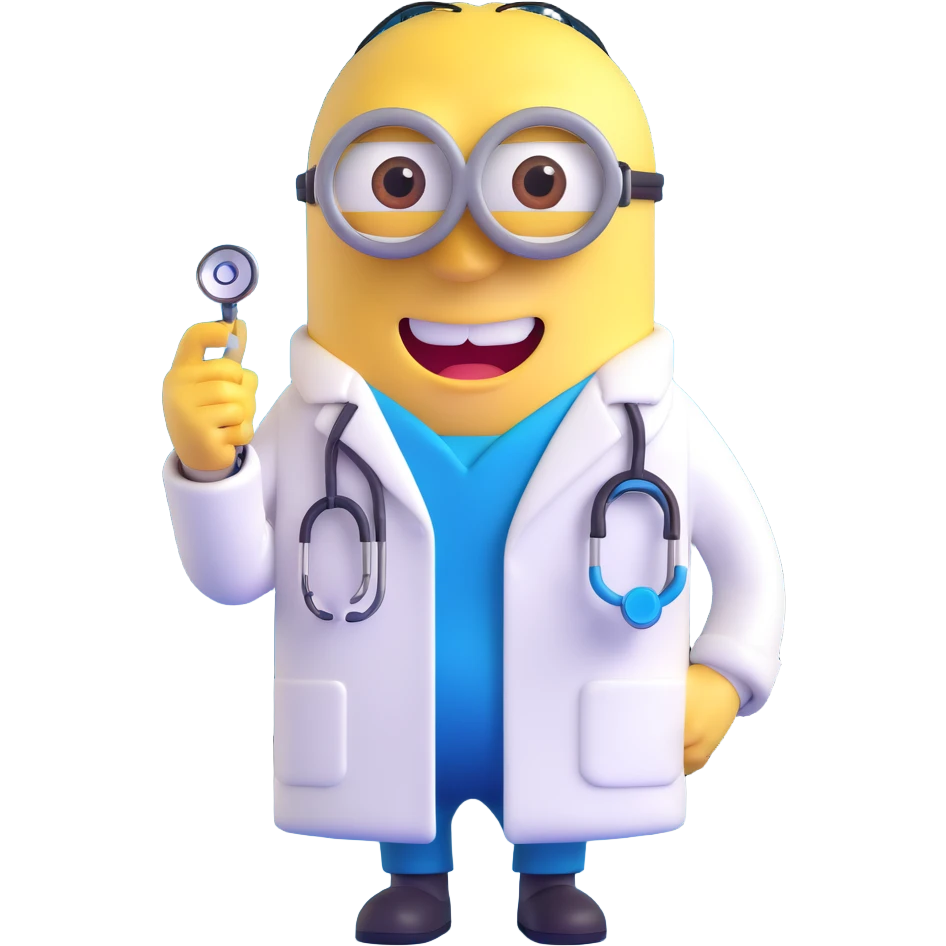 yellow minion character as a doctor with stethoscope emoji