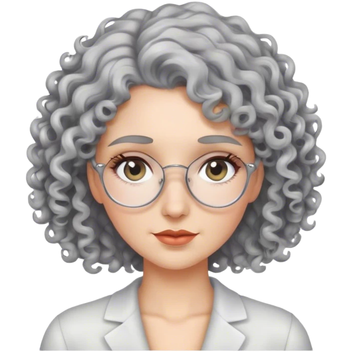 woman with grey curly hair and glass emoji