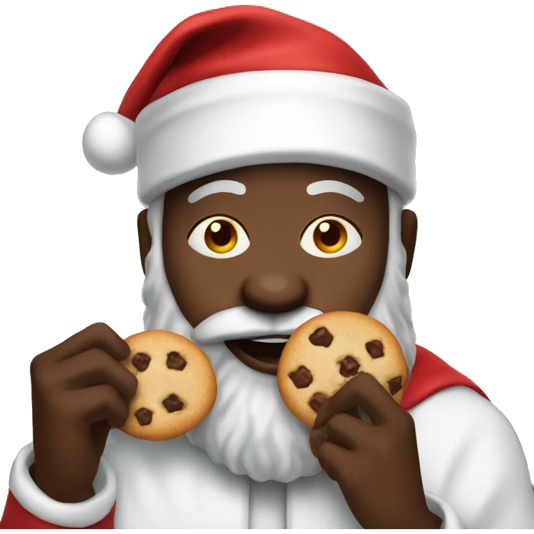 Black Santa eating cookies emoji