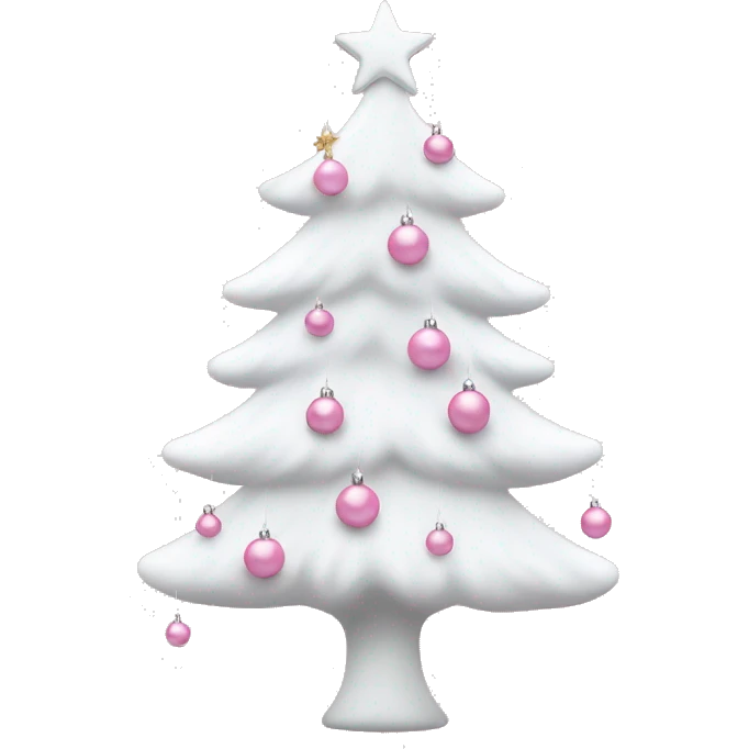 white christmas tree with baby pink ornaments  emoji