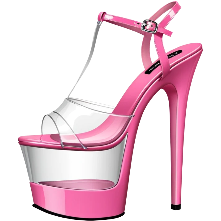 clear platform heel, pole dancing heel, pleaser, pink emoji
