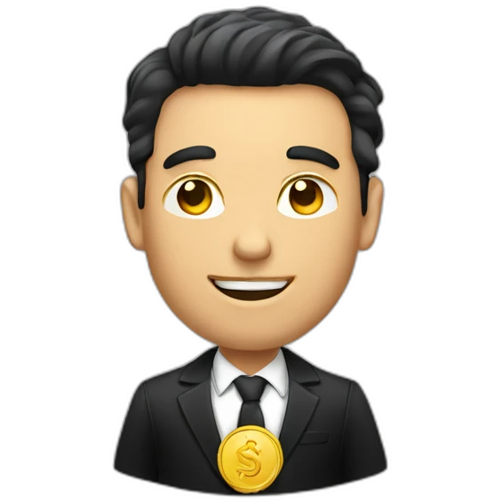 Posh-man-with-black-suit-holding-golden-coins emoji