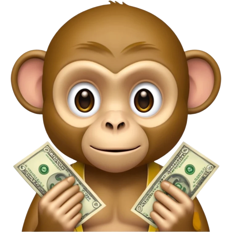 Monkey holding cash, gbp currency. emoji