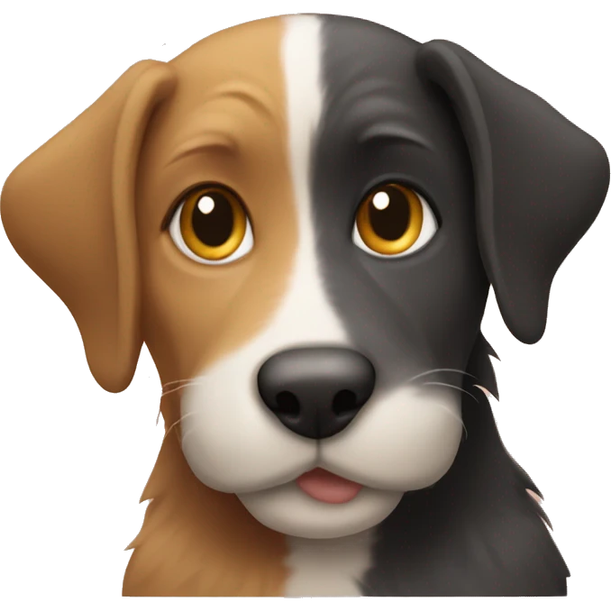 Dog cuddles a cat emoji