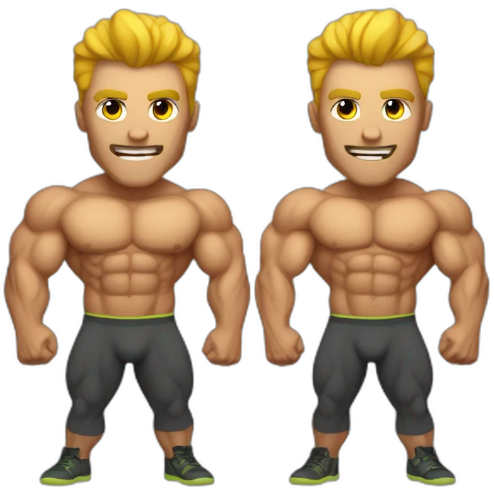 Radioactive muscle guy with boyfriend emoji
