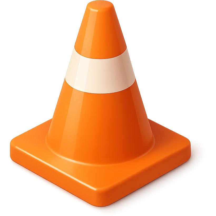 3d style orange cone, slightly glossy, no text emoji