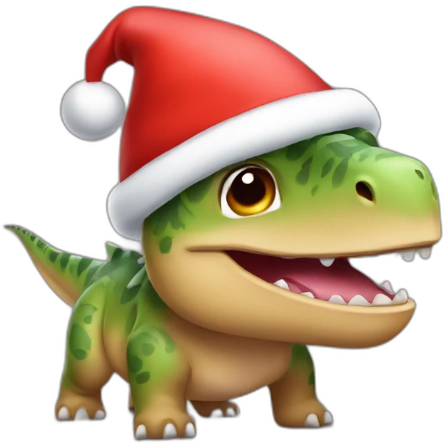 Dinasaur with Christmas hat  emoji