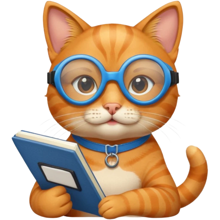 funny cat with planner with blue goggles emoji