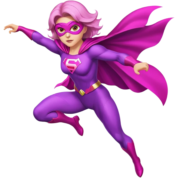 pink violet woman superhero flying emoji