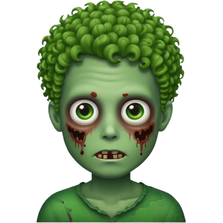 Faça um emoji de zombie menino com cabelo cacheado emoji