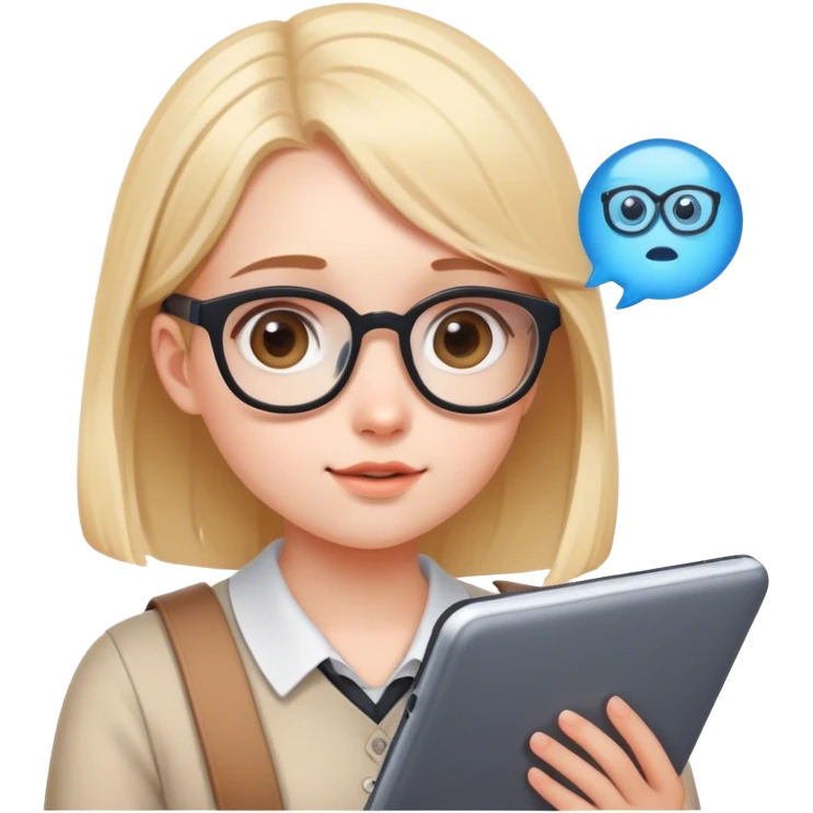 a cute girl who is curious for knowledge, learning more about ai, a bit nerdy but cute at the same time  emoji