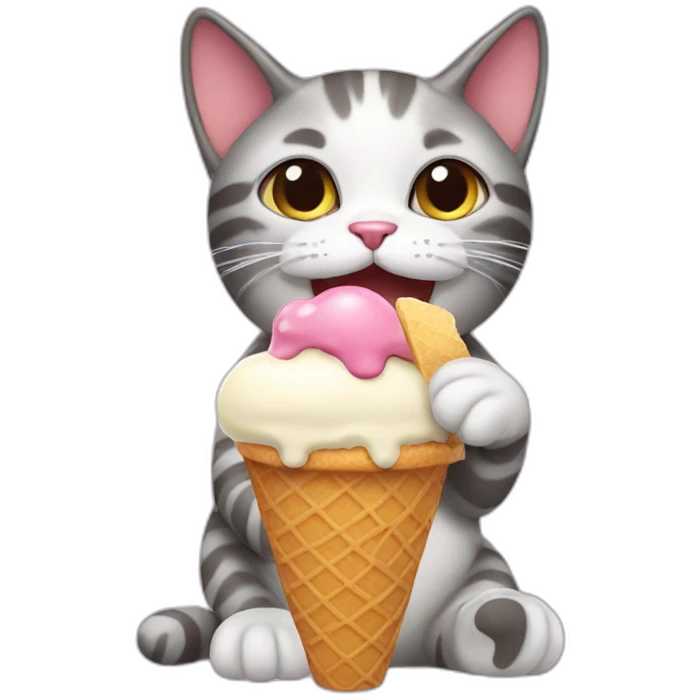Cat eating ice cream emoji