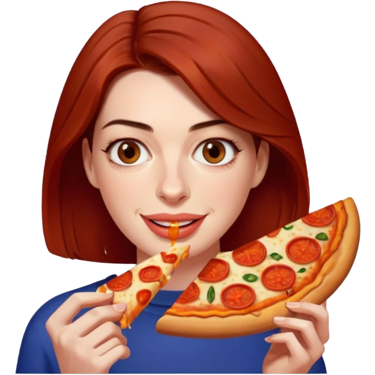 Anne Hathaway with pizza emoji