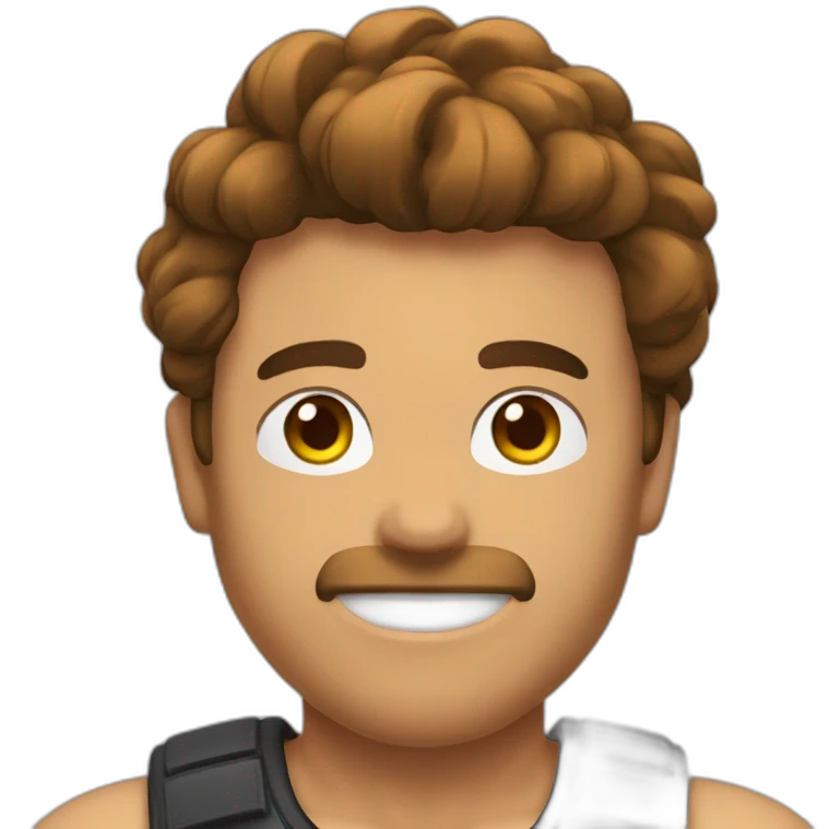 Mec cheveux bruns qui est musclé emoji