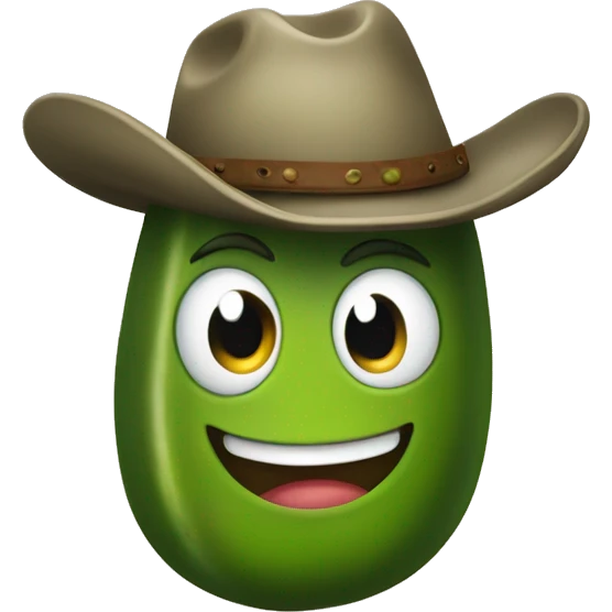 Happy pickle wearing a cowboy hat emoji
