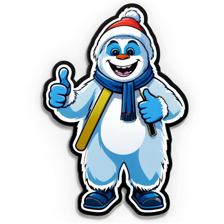 Abominable snowman skiing thumbs up emoji