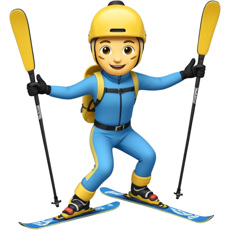 The skiing emoji with the front crotch area of the ski pants protruding noticeably in an oblong bulge emoji