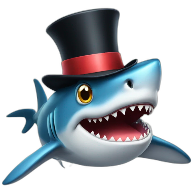 Shark with a top hat emoji