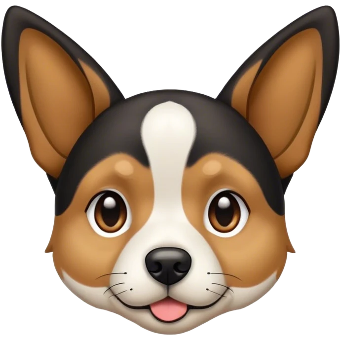 Black tan and white dog with pointy ears emoji