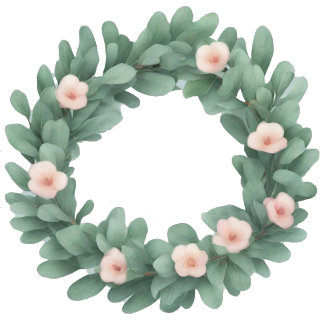 a pastel colored eucalyptus wreath emoji