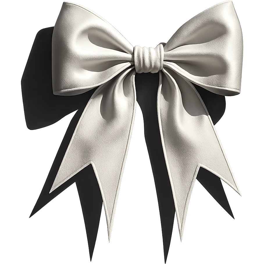 white gothic bow, dramatic shadows, no background, transparent background emoji