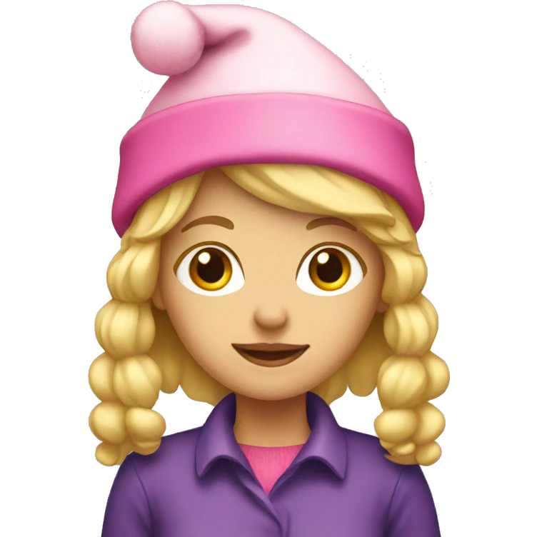 Blonde girl with pink Christmas hat emoji