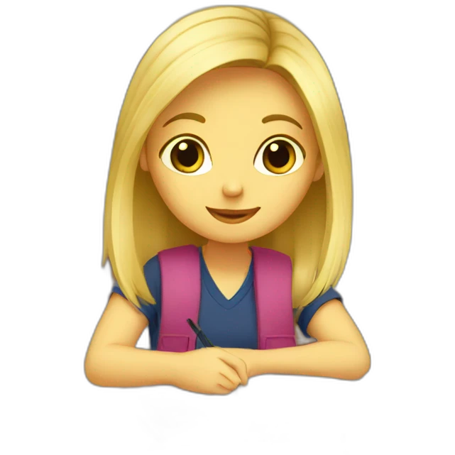 Blond girl studying with books emoji