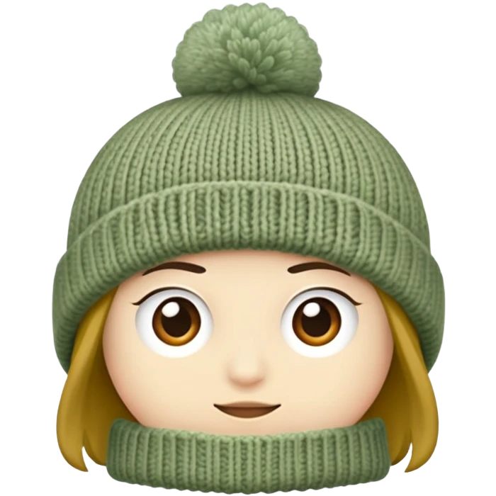 Beanie in Sage Green, no need to add face, hair, eyes, mouth emoji