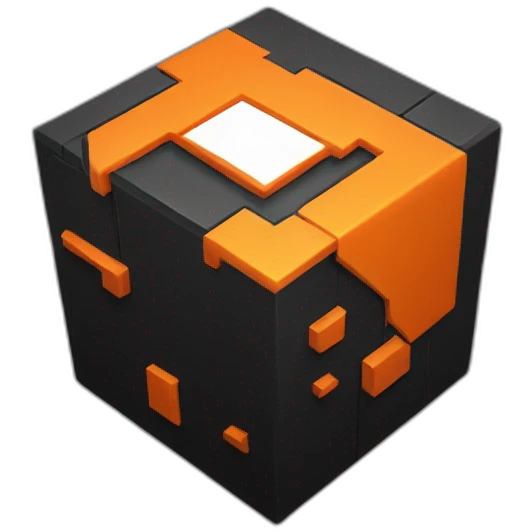 cube black with orange details emoji
