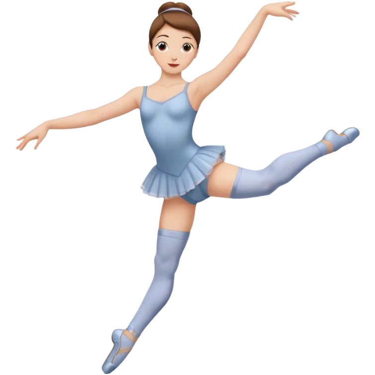 Ballet dancer in over the knee socks, leotard and brown hair emoji