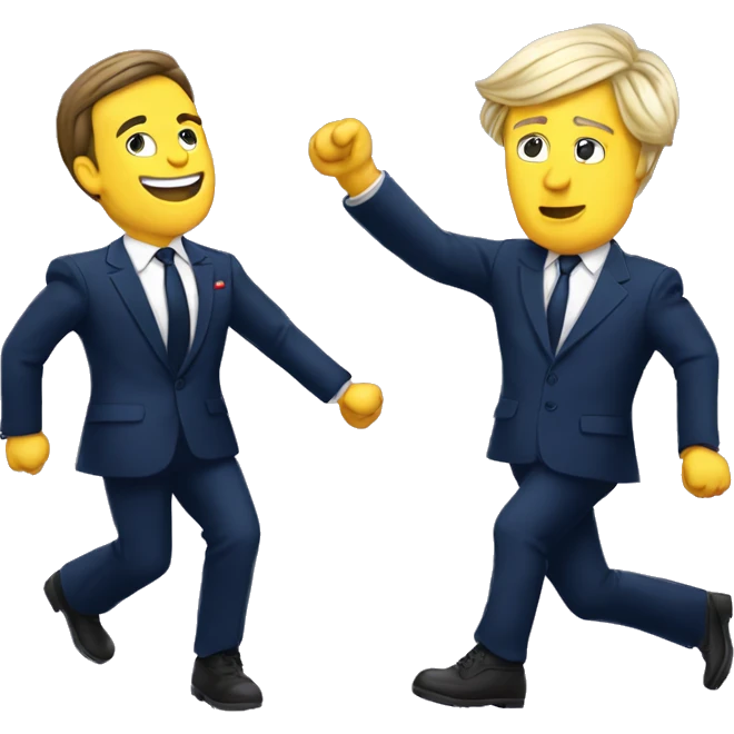 Macron qui danse avec Marine le pen emoji