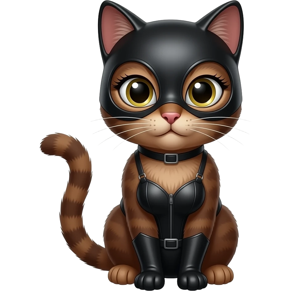 A brown cat that looks like Cat woman with long lashes emoji