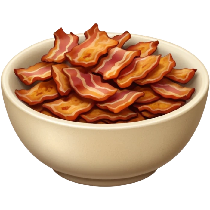 fine brown bacon bits in small bowl emoji