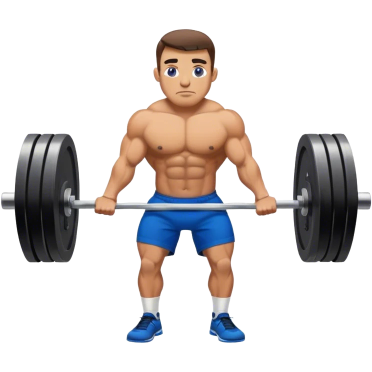 buff man with blue shorts perfoming deadlift emoji