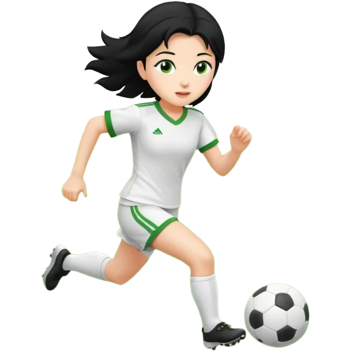 girl tha plays soccer black hair white emoji